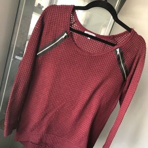 Charlotte Russe Waffle Long Sleeve Shirt